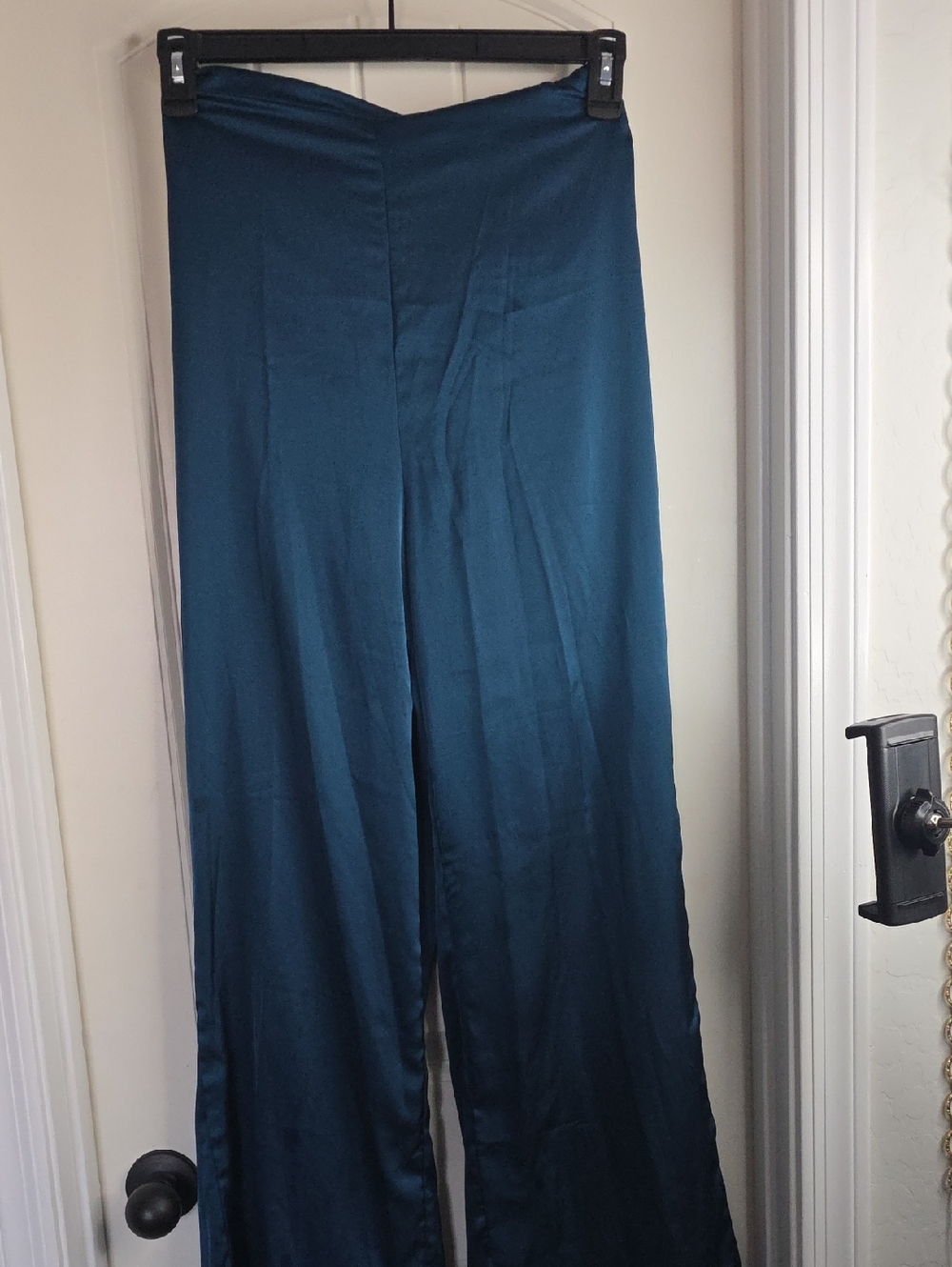 SHEIN Teal Wide-Leg Satin Jumpsuit